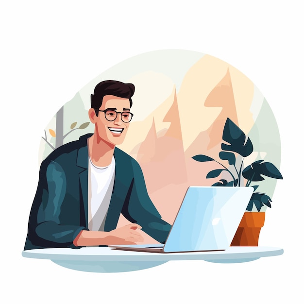 Vector material ilustrativo de un hombre que recibe una explicación de un consultor