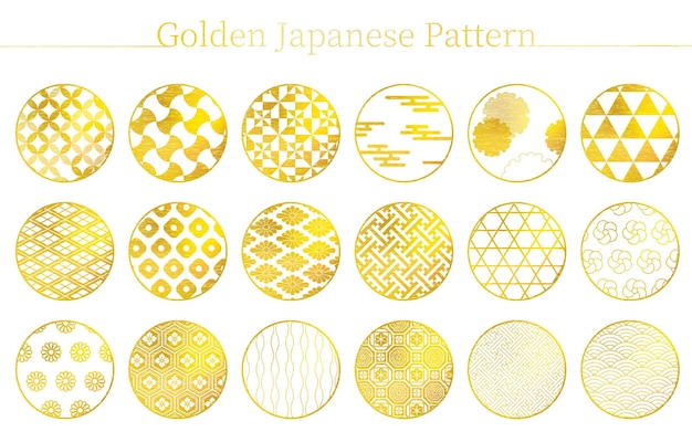 Material japonés 18 patrones japoneses en oro con texturas japonesas.