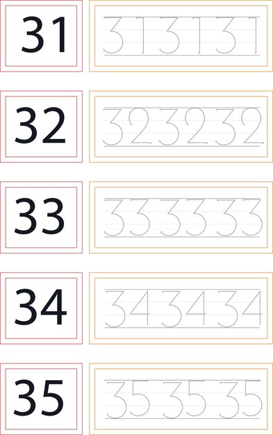 Materiales didácticos de seguimiento por numeración