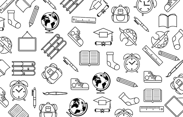 Materiales escolares con estampado sin costuras