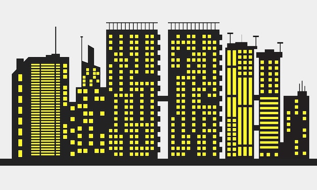 Materiales vectoriales de siluetas de edificios famosos de la ciudad