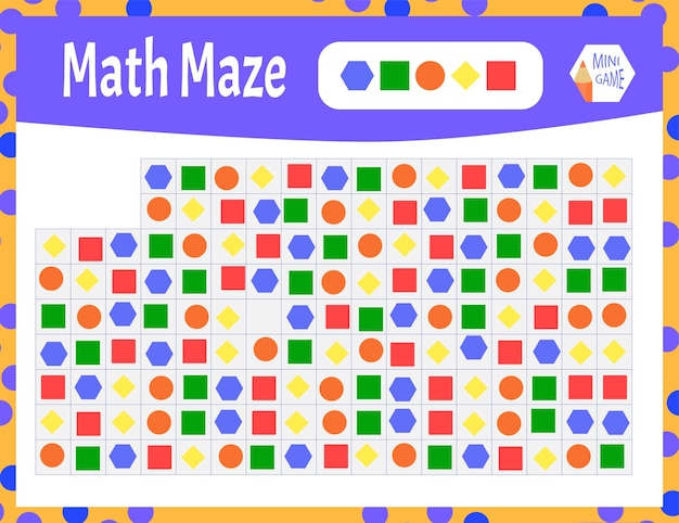 Math maze es un mini juego para niños ilustración de vector de estilo de dibujos animados