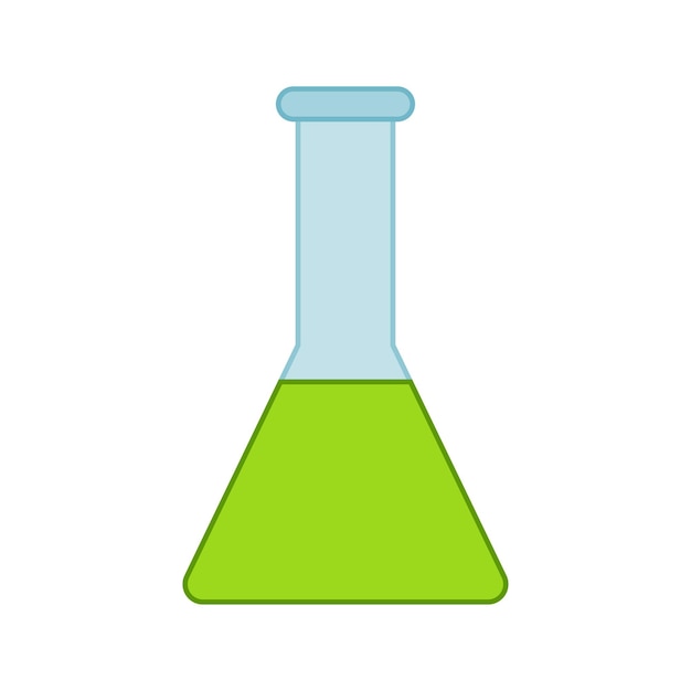 Matraz erlenmeyer aislado sobre fondo blanco.