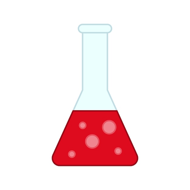 Matraz de química aislado sobre fondo blanco Ilustración vectorial