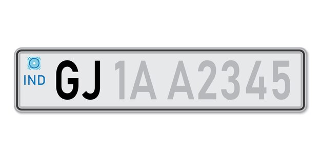 Matrícula de automóvil Gujarat Licencia de registro de vehículos de la India Tamaños estándar europeos
