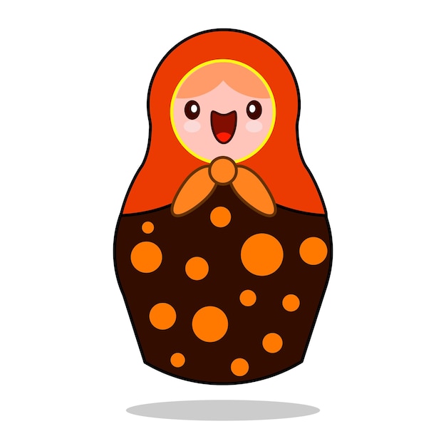 Matrioshka muñeca de anidación rusa estilo kawaii plano icono de matrioshka en estilo de dibujos animados aislado en el fondo diseño plano ilustración vectorial