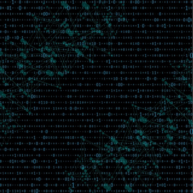 Matrix Fondo con números en la pantalla Código binario cero uno Codificación Flujo de datos