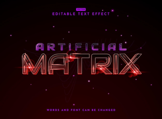 matriz artificial Tecnología moderna futurista Efecto de texto estilo brillante brillante para diseños de alta tecnología