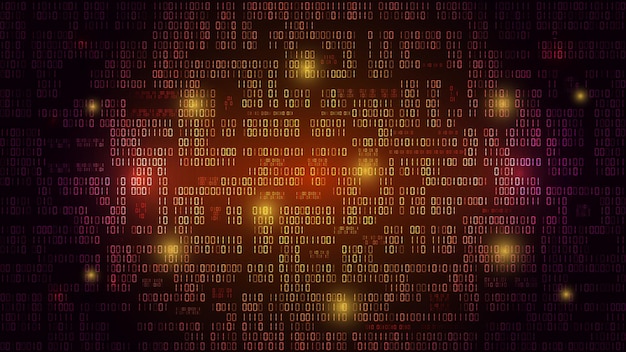 Matriz de hackers Código binario de espionaje Cibercrimen en el ciberespacio Datos informáticos Robot futurista IA Software codificar telón de fondo Símbolos uno y cero codificación de encriptación Fondo abstracto vectorial