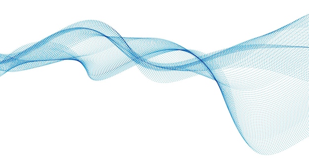 Matriz de malla de partículas 3d, onda de sonido que fluye. Ilustración de efecto de vector de puntos redondos. Malla combinada, estilo de tecnología futurista 3d.