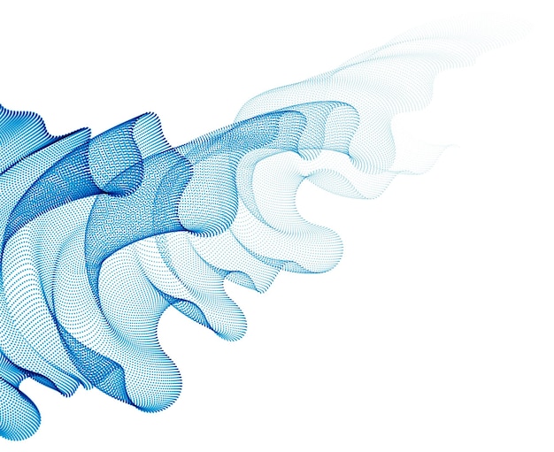 Matriz de malla de partículas 3d, textil de tul transparente en el viento que fluye. Ilustración de efecto de vector de puntos redondos. Malla combinada, papel tapiz tranquilo calmante 3d.