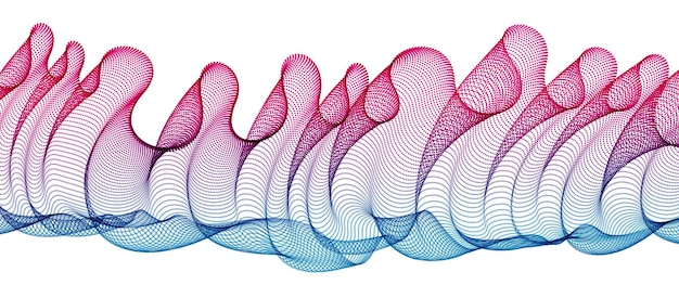 Matriz de malla de partículas 3d, textil de tul transparente en el viento que fluye. Ilustración de efecto de vector de puntos redondos. Malla combinada, papel tapiz tranquilo calmante 3d.