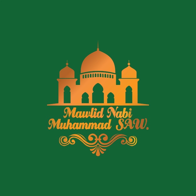 maulid nabi muhammad tarjeta de felicitación islámica en vector de caligrafía árabe