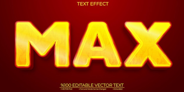 Max Text Bold Red and Yellow Plantilla Editable 3d Vektor Text Effect
