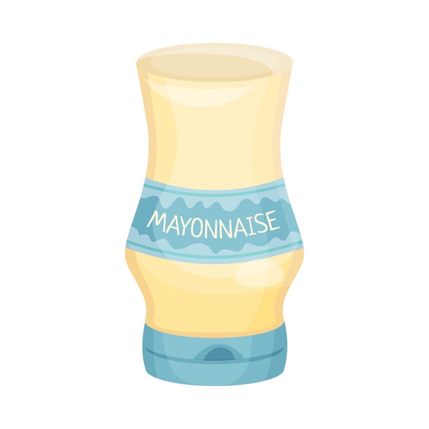 Mayonesa en botella de plástico con elemento vectorial de la etiqueta