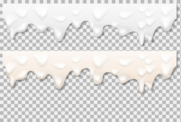 Mayonesa líquida de textura blanca. Textura realista de mayonesa aislada sobre fondo transparente. Crema de fondo vertido. Malla de degradado de vector.