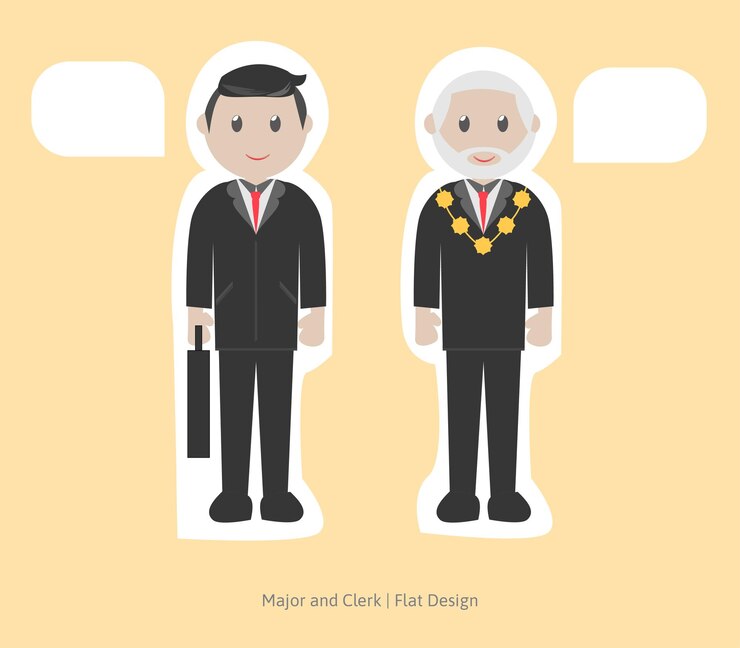 Vector mayor y oficinista en diseño plano