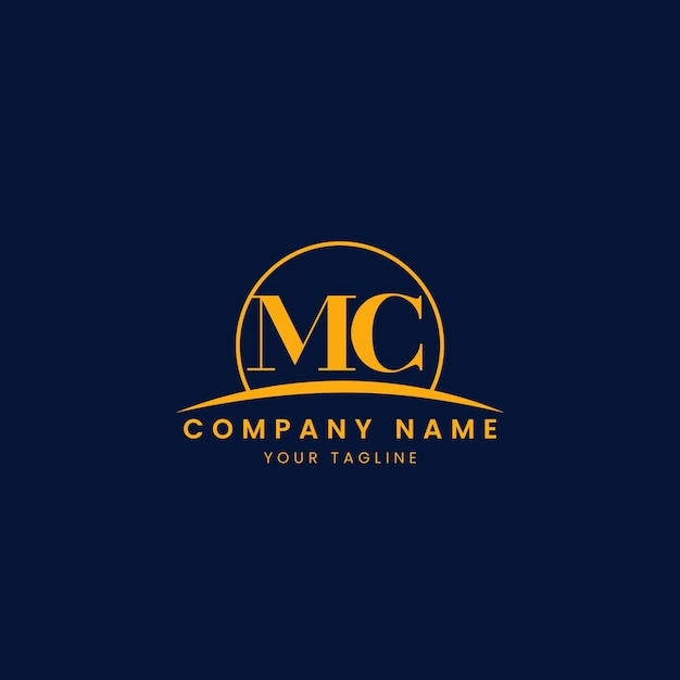 MC Logotipo corporativo minimalista con iniciales y diseño de arco