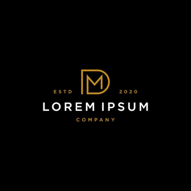 MD DM M D moderno elegante color oro inicial basado en la letra icono tipo de logotipo