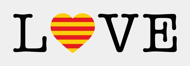 Vector me encanta la bandera de cataluña ilustración vectorial del icono del corazón