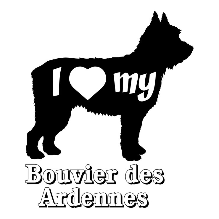 Vector me encanta bouvier des ardennes mi perro silueta raza de perro logotipo monograma vector de perro