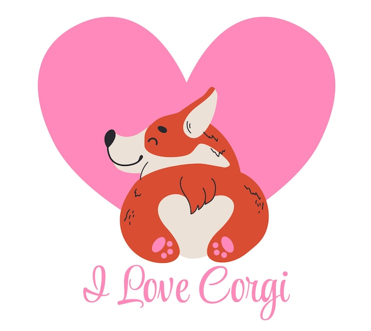 Vector me encanta el concepto de corgi diseño gráfico vectorial elemento de ilustración