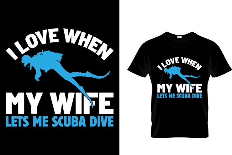 Vector me encanta cuando mi esposa me deja bucear camiseta de buceo