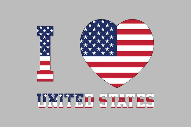 Me encanta Estados Unidos Ilustración vectorial de los Estados Unidos Bandera vectorial del Estados Unidos de América Bandera colorida de los EE.UU.