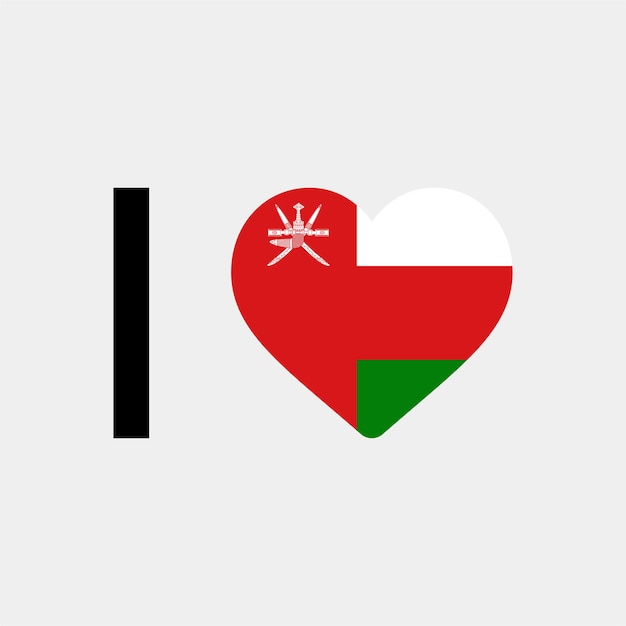 Me encanta la ilustración de vector de corazón de país de Omán