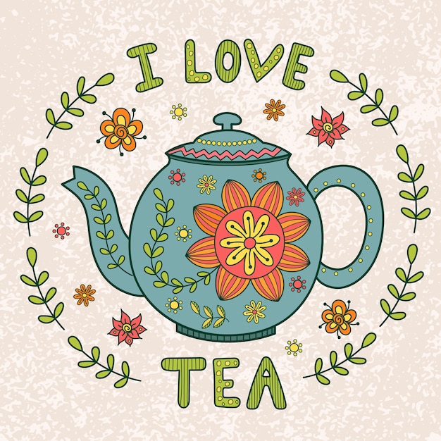 Vector me encanta la ilustración vintage de té