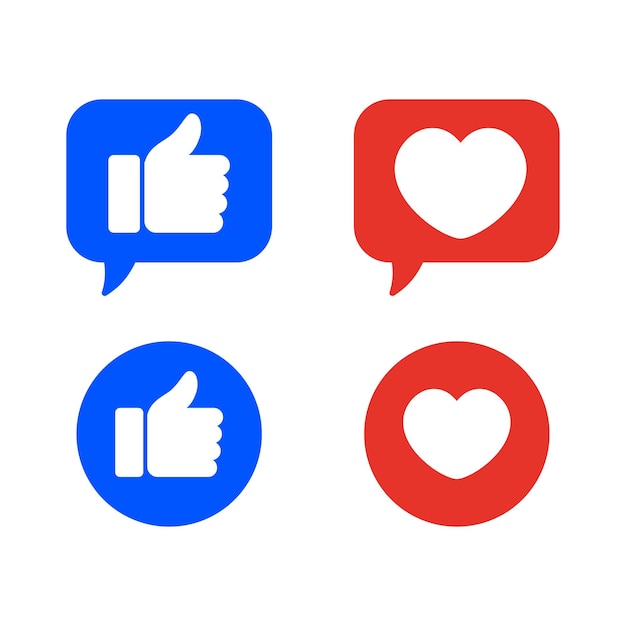 Me encanta y me gusta el diseño de vectores de iconos de redes sociales