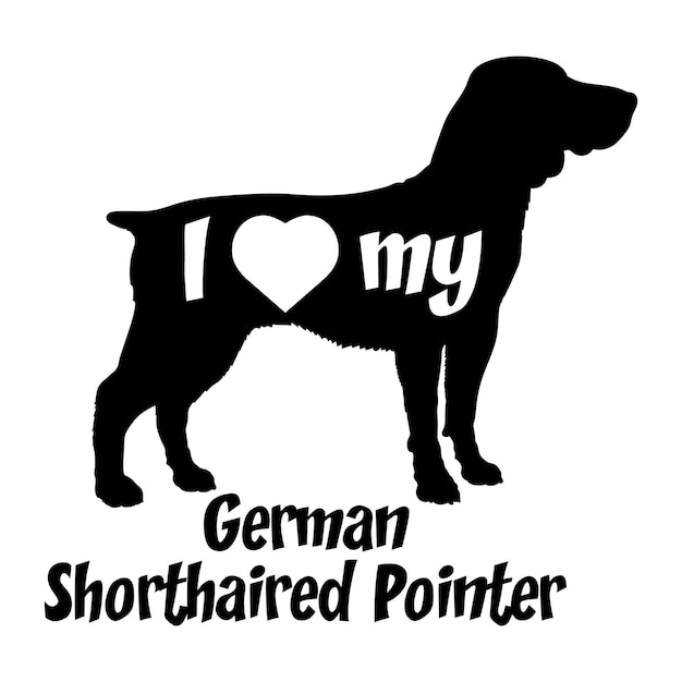 Me encanta mi alemán de pelo corto Pointer perro silueta perros razas logotipo perro monograma vector