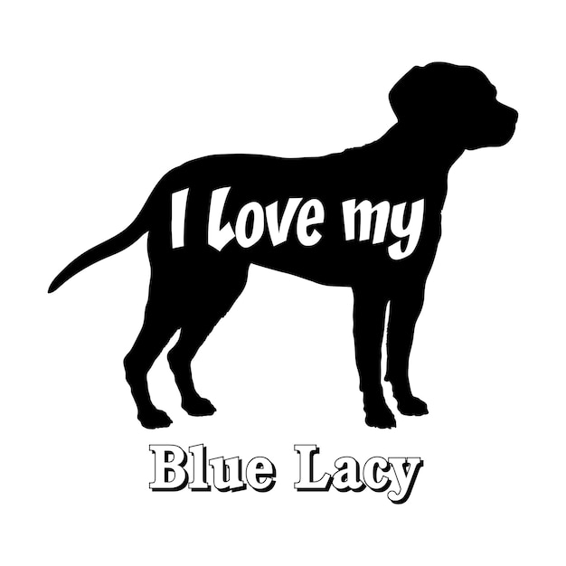 Me encanta mi Blue Lacy Dog silueta de perros razas de logotipo de perro monograma vector