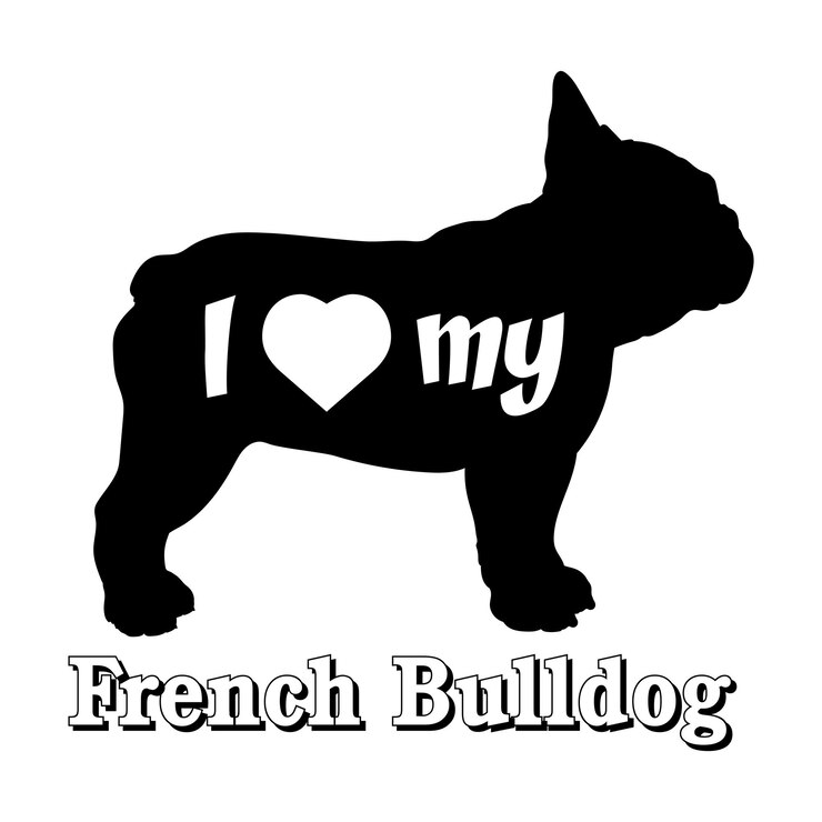 Vector me encanta mi bulldog francés la silueta del perro las razas del perro el logotipo del vector del monograma del perro