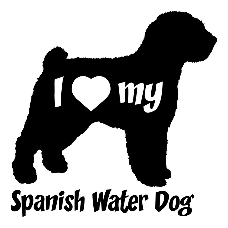 Vector me encanta mi perro de agua español silueta de perros razas de logotipo de perro monograma vector