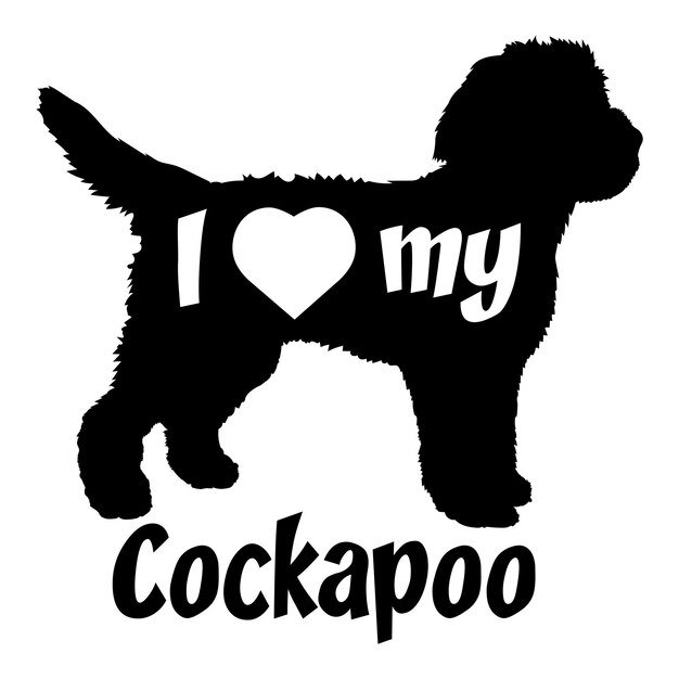 Me encanta mi perro Cockapoo silueta de perros razas de logotipo de perro monograma vector