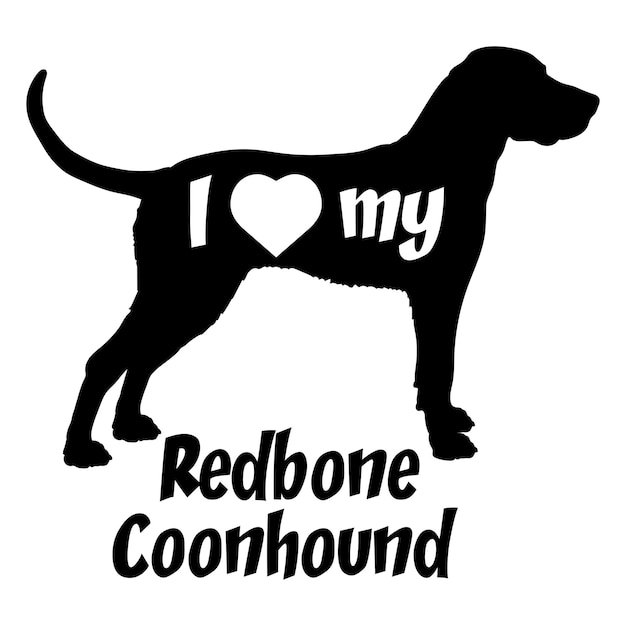 Me encanta mi Redbone Coonhound perro silueta de perros razas de logotipo de perro monograma vector