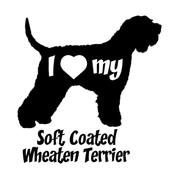 Me encanta mi terrier de trigo de recubrimiento suave silueta de perro razas de perro logotipo monograma vector