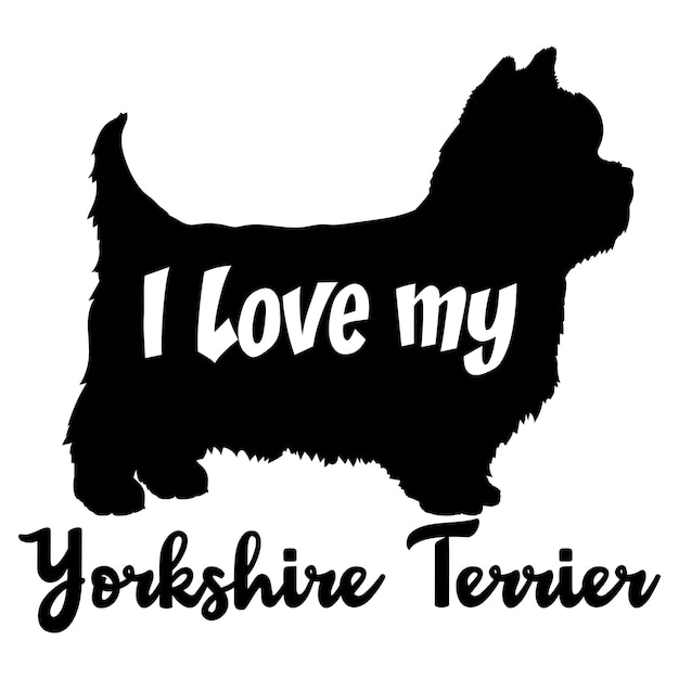 Me encanta mi Yorkshire Terrier Perro silueta raza de perro logotipo monograma vector de perro