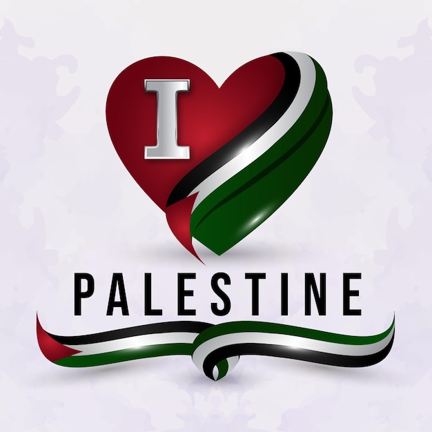 Me encanta palestina con la ilustración de vector de corazón de bandera