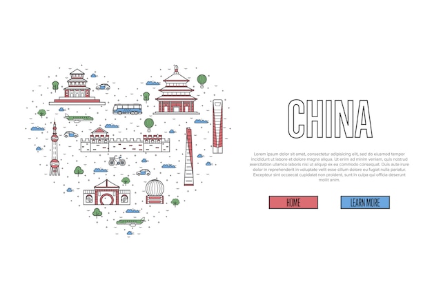 Me encanta la plantilla de China en estilo lineal
