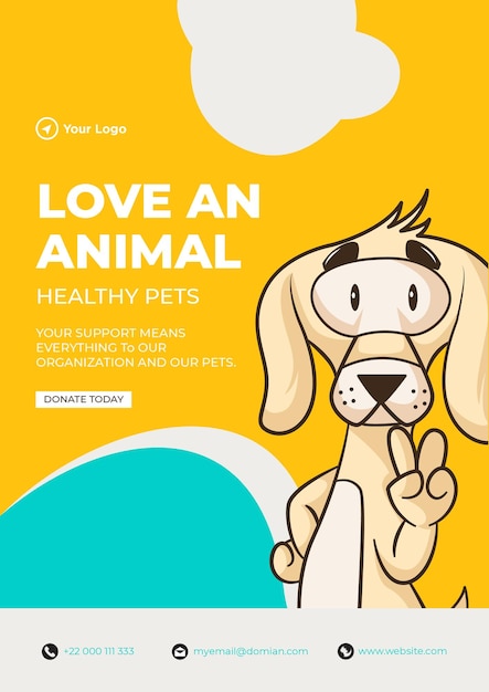 Me encanta una plantilla de diseño de volante de mascotas saludables para animales