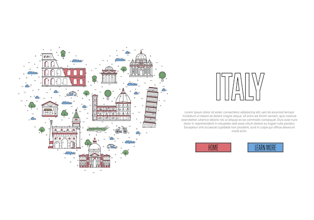 Me encanta la plantilla de Italia en estilo lineal