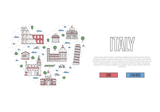 Me encanta la plantilla de italia en estilo lineal