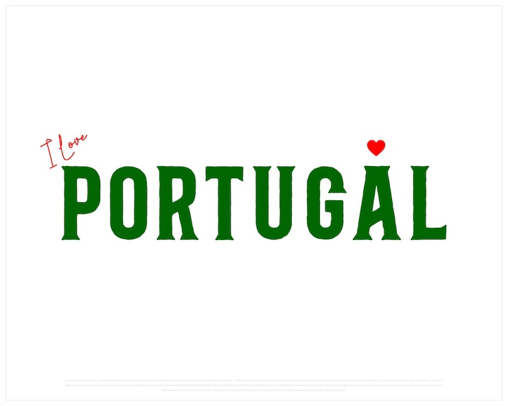 Vector me encanta portugal en fondo blanco diseño tipográfico vectorial de me encanta portugal con corazón y bandera
