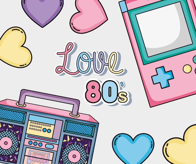 Me encantan los dibujos animados del arte pop de los 80