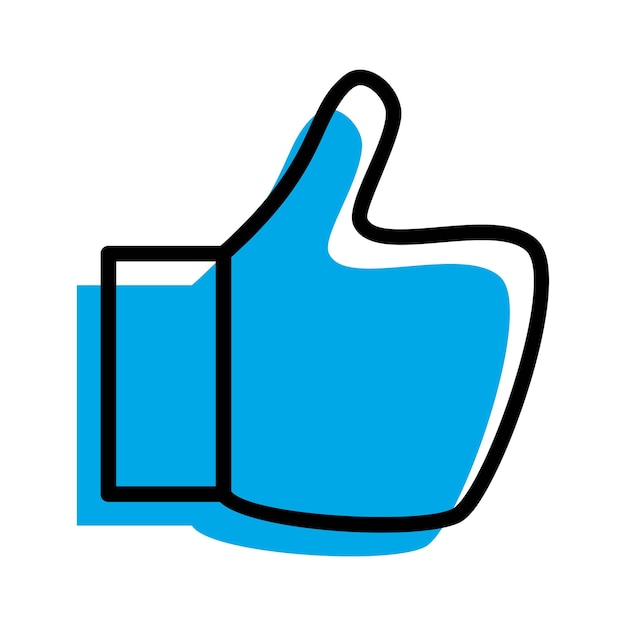 Me gusta botón pulgar arriba contorno azul icono vector ilustración