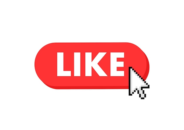 Me gusta el botón con el puntero del cursor, haga clic en el botón web vectorial
