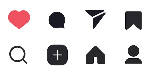 Me gusta Comentar Compartir y guardar conjunto de iconos de botón de redes sociales en estilo plano