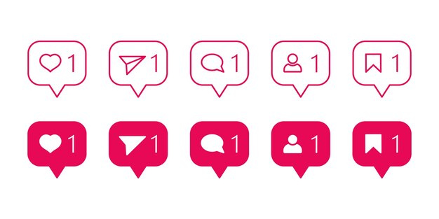 Me gusta comentar seguidor compartir y guardar vector icono Redes sociales establecidas en fondo aislado